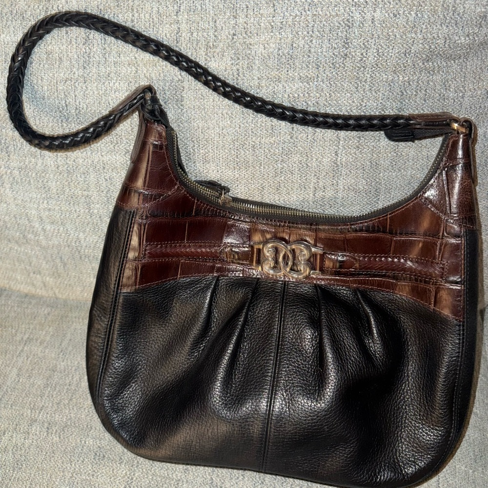 Brighton Black and Brown Leather Shoulder Bag